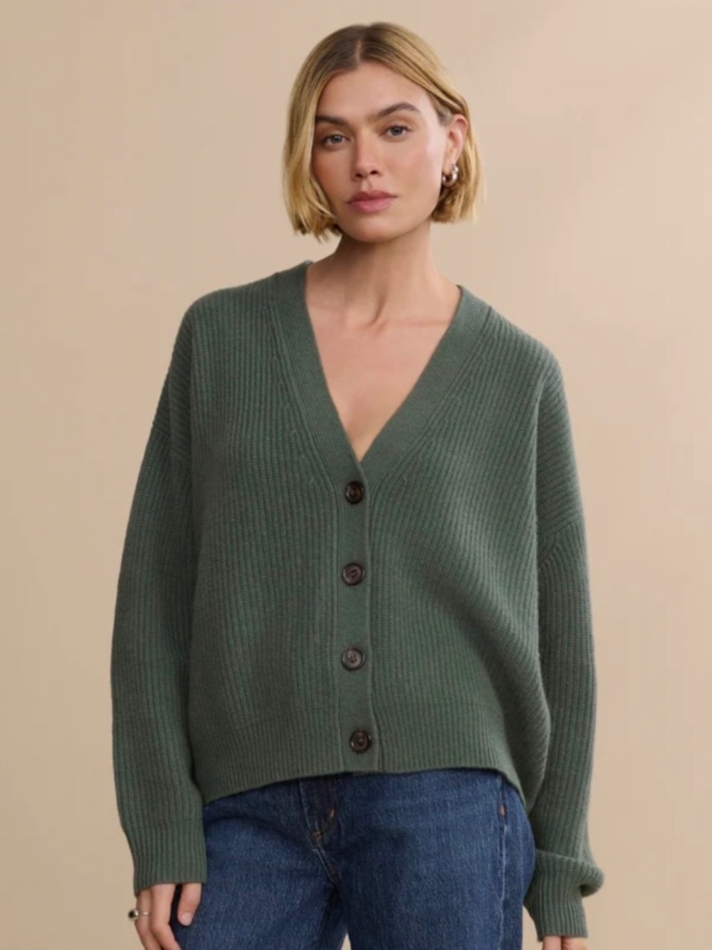NWT $445 Jenni Kayne Cropped Cashmere Cocoon Cardigan In Pine Size XXS